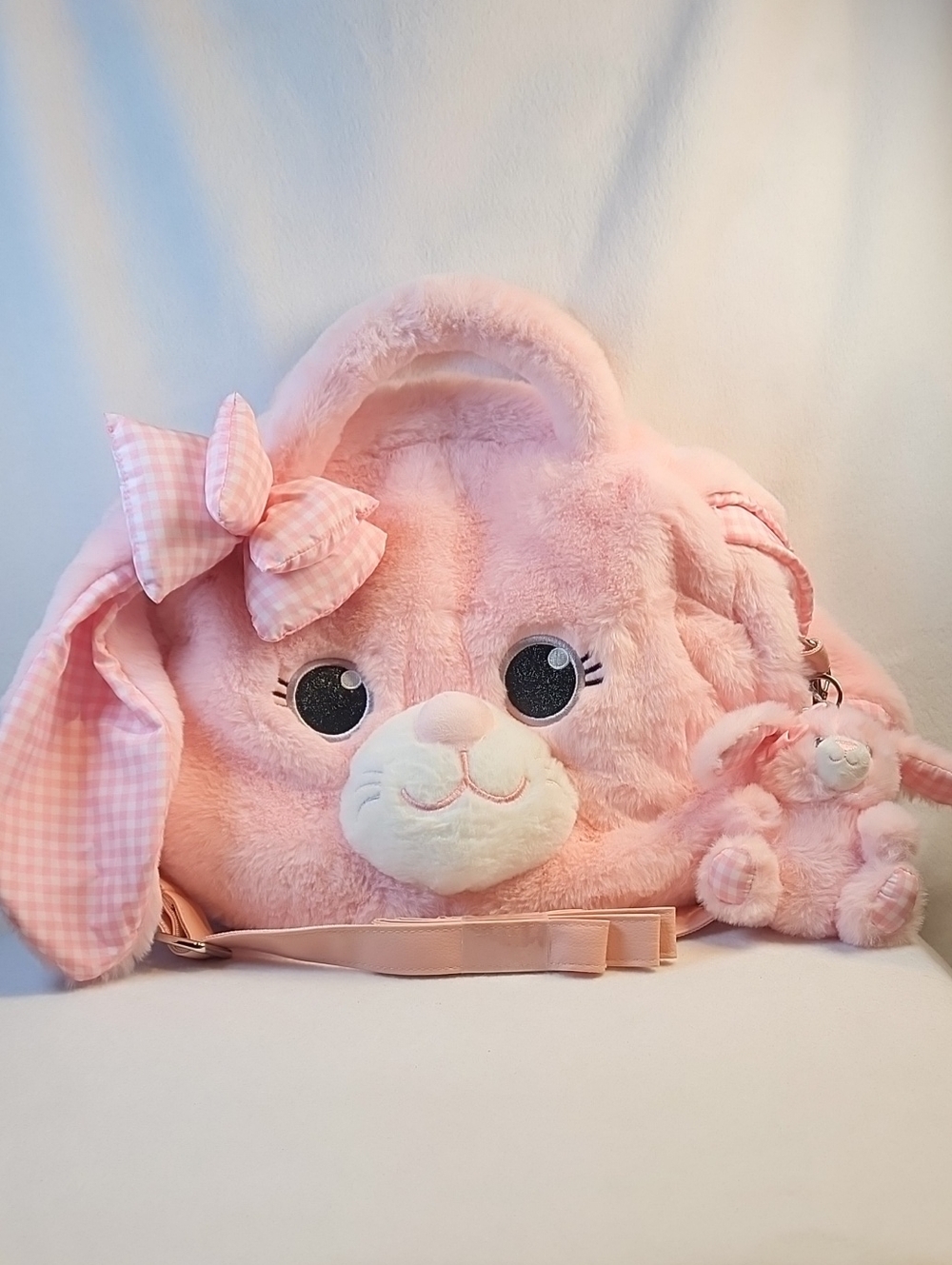 Plush 4-in-1 BUNNY Shoulder Bag for Kids in LIGHT PINK- Cute Bear Design